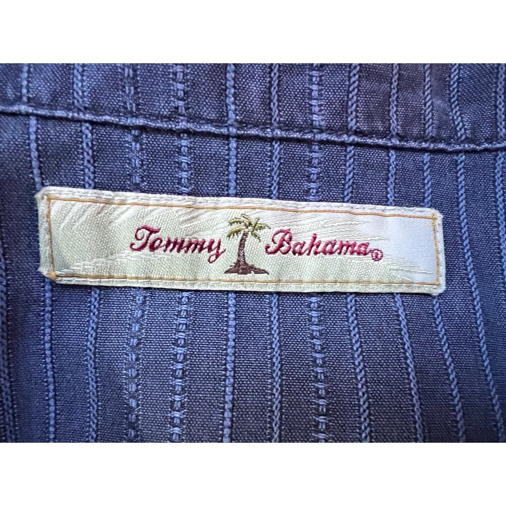 Vtg Tommy Bahama Shirt Mens XL Silk Hawaiian Tropical Wood Buttons Luau Aloha - Picture 3 of 12